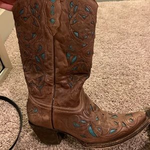 Turquoise and brown Corral cowboy boots